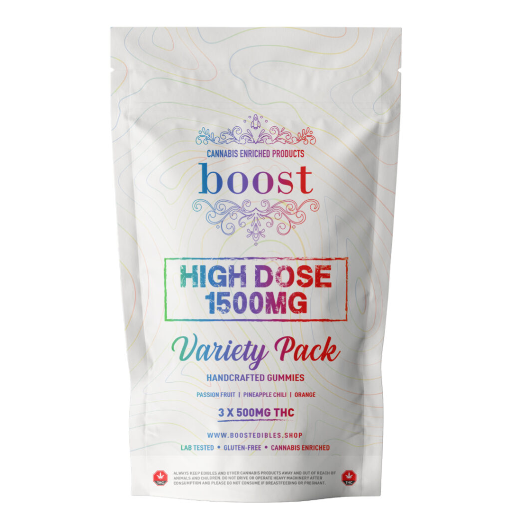 Boost – High Dose 1500mg Variety Pack (3 x 500mg thc)